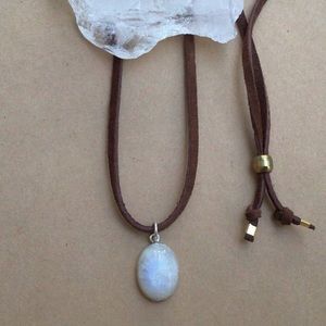 Moonstone suede cord Sundance Charm Necklace